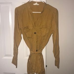 H&M yellow mustard button up with wrap tie!